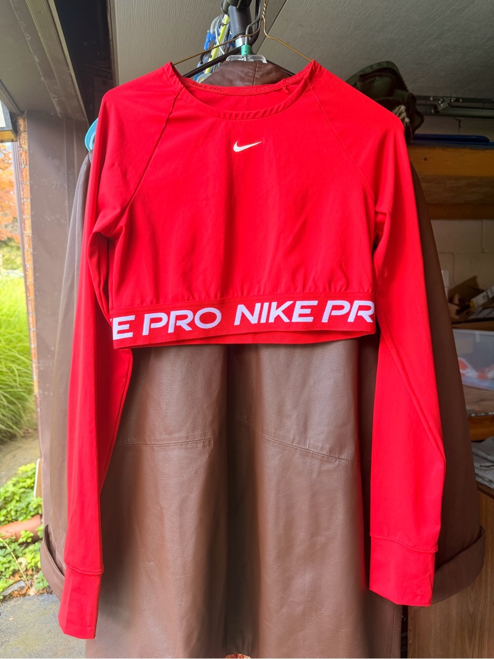 Nike Pro Red Long-Sleeve Cropped Top